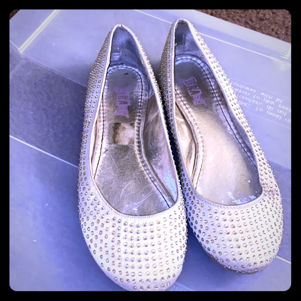 Champagne Rhinestone Flats